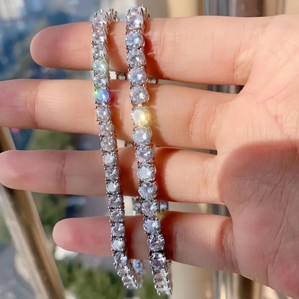 Elegant Moissanite Tennis Sterling Silver Bracelet - Picture 8 of 11